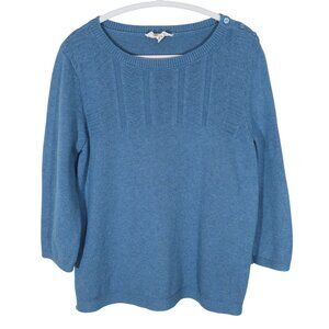SEASALT CORNWALL 3/4 Sleeve Woodsmoke Jumper Sweater 12 US/16 UK Organic Cotton
